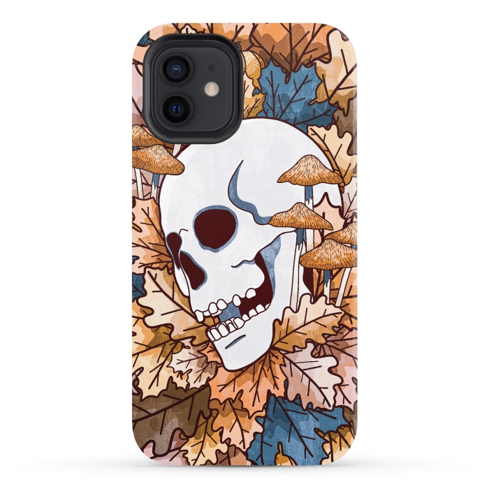 iPhone 12 StrongFit The autumnal skull and mushrooms by Steve Wade (Swade)