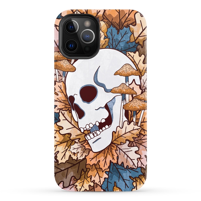 iPhone 12 Pro StrongFit The autumnal skull and mushrooms by Steve Wade (Swade)