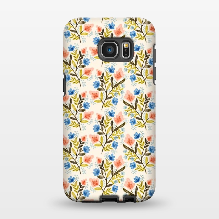 Galaxy S7 EDGE StrongFit Peach and Blue Floral by Noonday Design