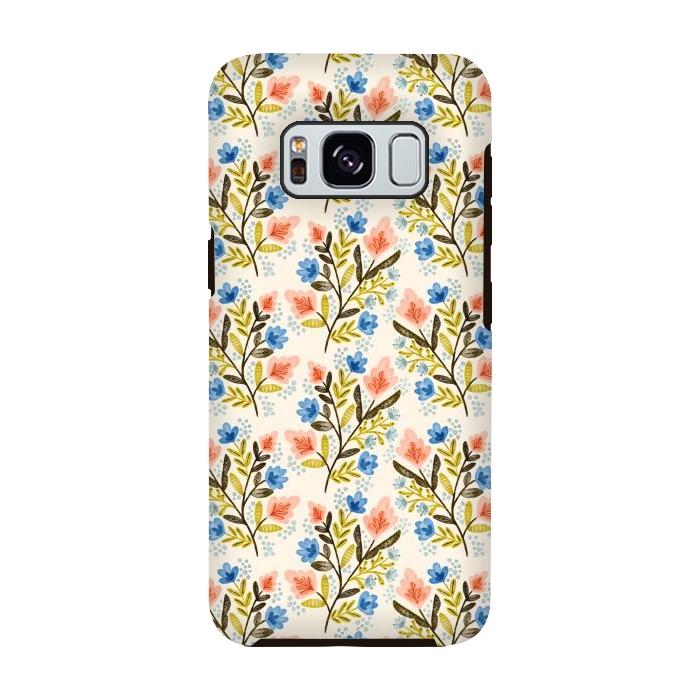 Galaxy S8 StrongFit Peach and Blue Floral by Noonday Design
