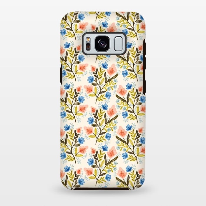 Galaxy S8 plus StrongFit Peach and Blue Floral by Noonday Design