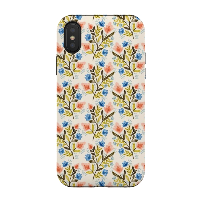 iPhone Xs / X StrongFit Peach and Blue Floral by Noonday Design
