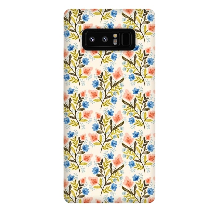 Galaxy Note 8 StrongFit Peach and Blue Floral by Noonday Design