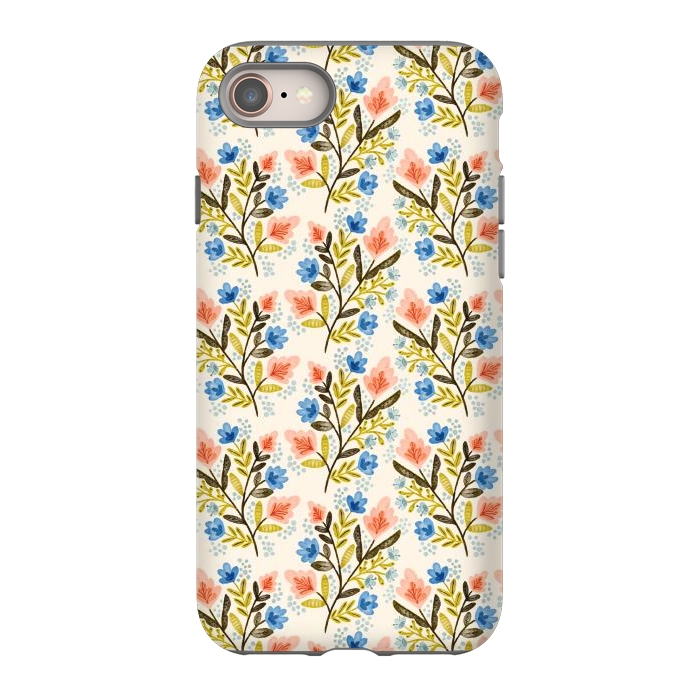 iPhone SE StrongFit Peach and Blue Floral by Noonday Design