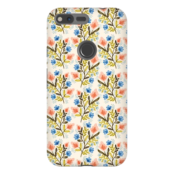 Pixel XL StrongFit Peach and Blue Floral by Noonday Design