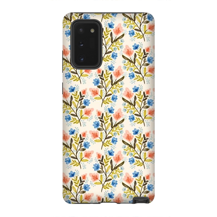 Galaxy Note 20 StrongFit Peach and Blue Floral by Noonday Design