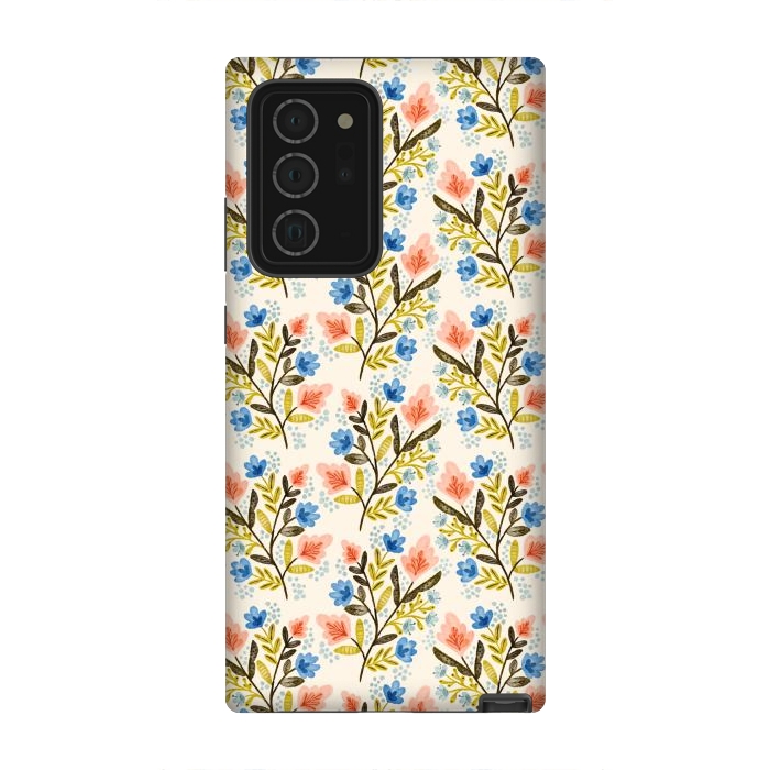 Galaxy Note 20 Ultra StrongFit Peach and Blue Floral by Noonday Design