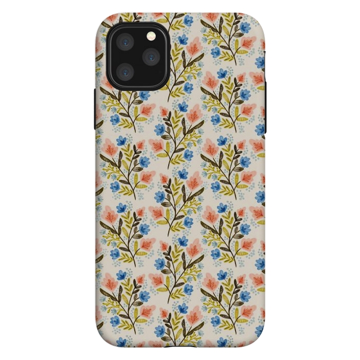 iPhone 11 Pro Max StrongFit Peach and Blue Floral by Noonday Design
