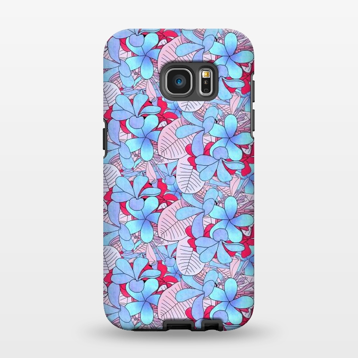Galaxy S7 EDGE StrongFit Red and blue flowers  by Winston