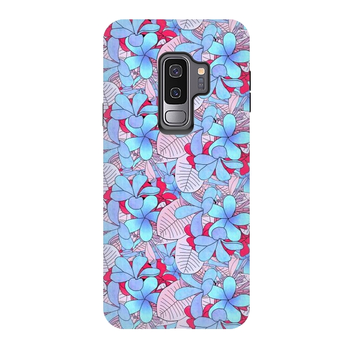 Galaxy S9 plus StrongFit Red and blue flowers  by Winston