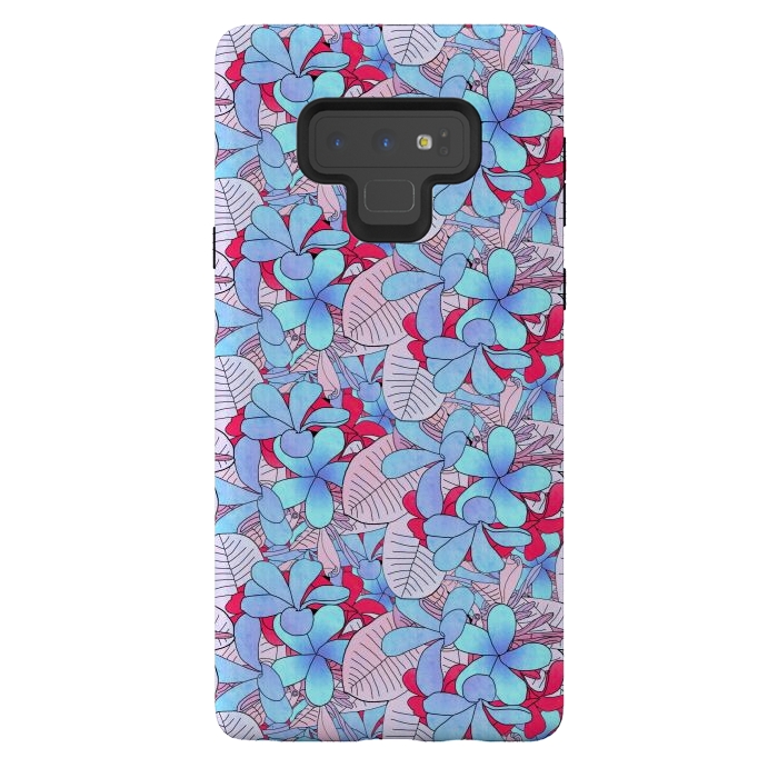 Galaxy Note 9 StrongFit Red and blue flowers  by Winston