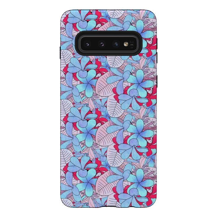 Galaxy S10 StrongFit Red and blue flowers  by Winston
