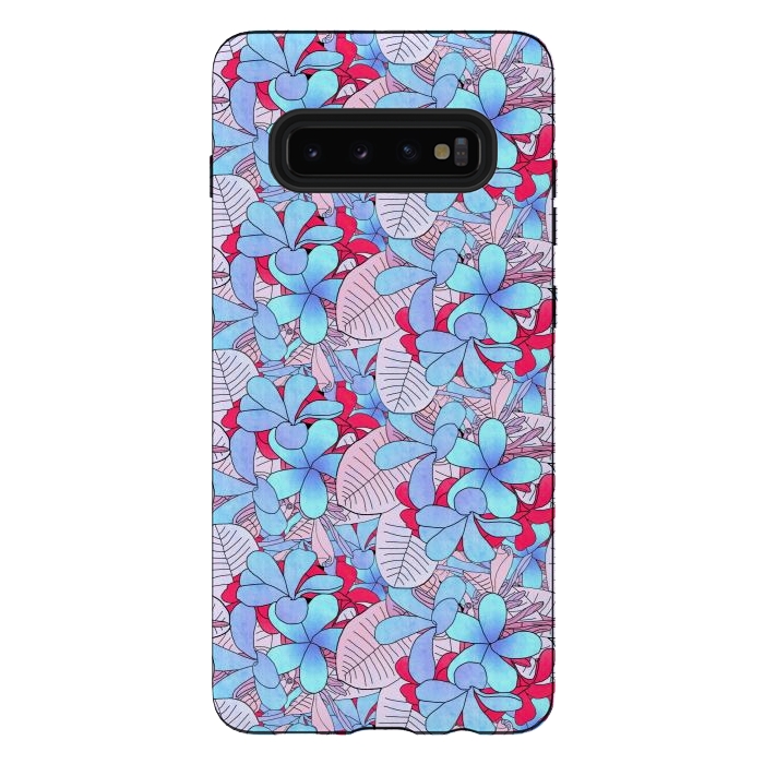 Galaxy S10 plus StrongFit Red and blue flowers  by Winston