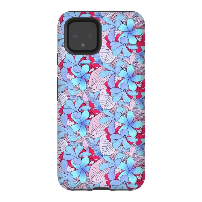 Pixel 4 StrongFit Red and blue flowers  by Winston