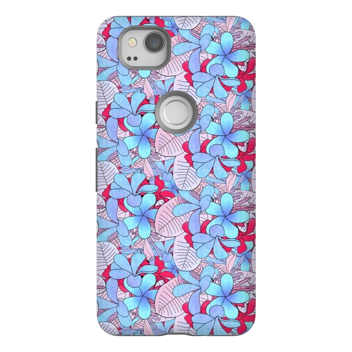 Pixel 2 StrongFit Red and blue flowers  by Winston