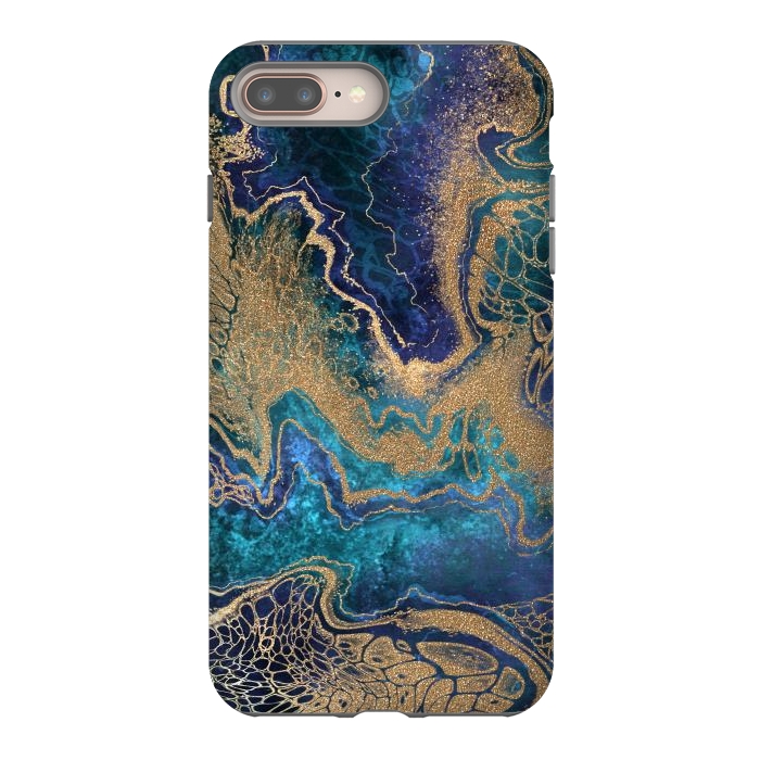 iPhone 7 plus StrongFit Abstract Background Blue Gold Marble by ArtsCase