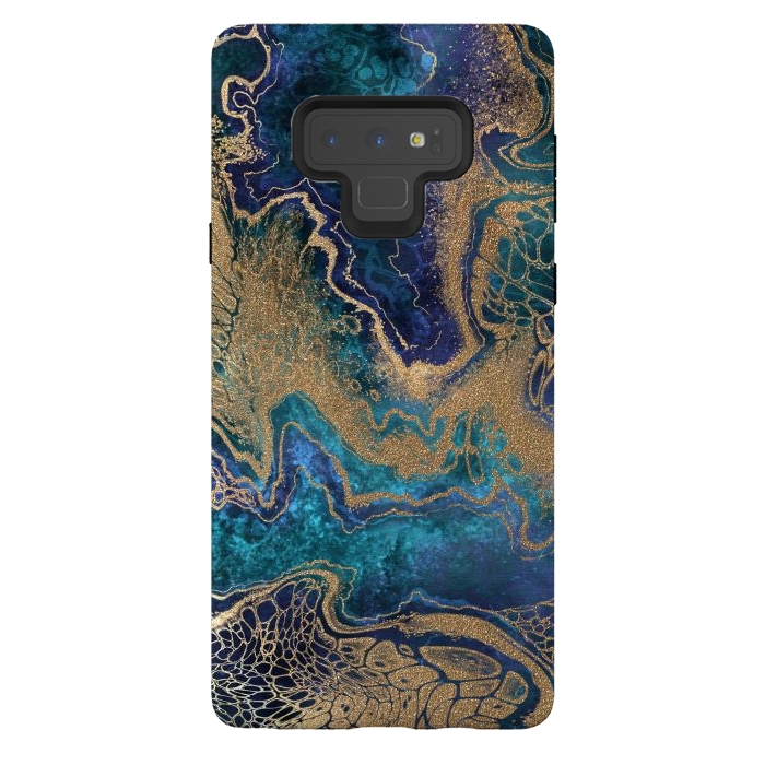 Galaxy Note 9 StrongFit Abstract Background Blue Gold Marble by ArtsCase