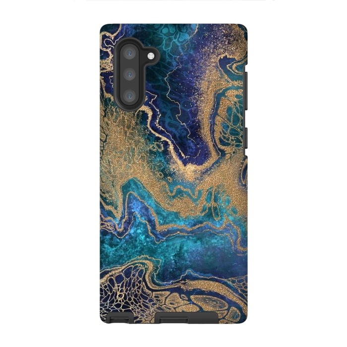 Galaxy Note 10 StrongFit Abstract Background Blue Gold Marble by ArtsCase