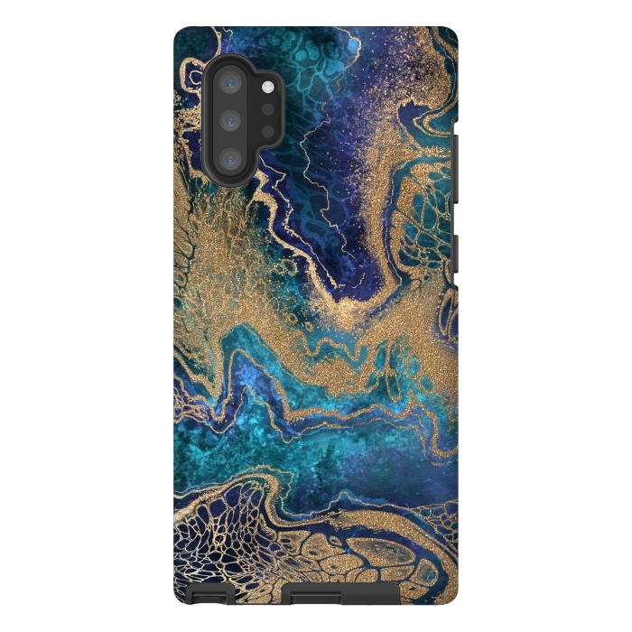 Galaxy Note 10 plus StrongFit Abstract Background Blue Gold Marble by ArtsCase