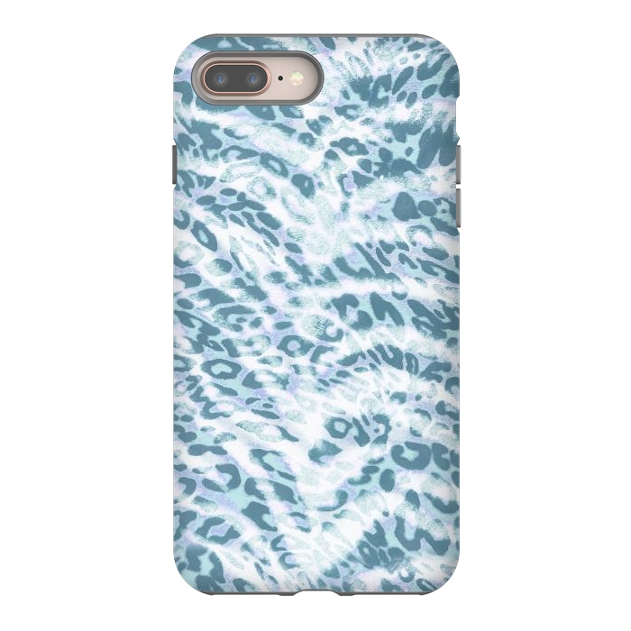 iPhone 7 plus StrongFit Baby blue brushed leopard print and tiger stripes by Oana 
