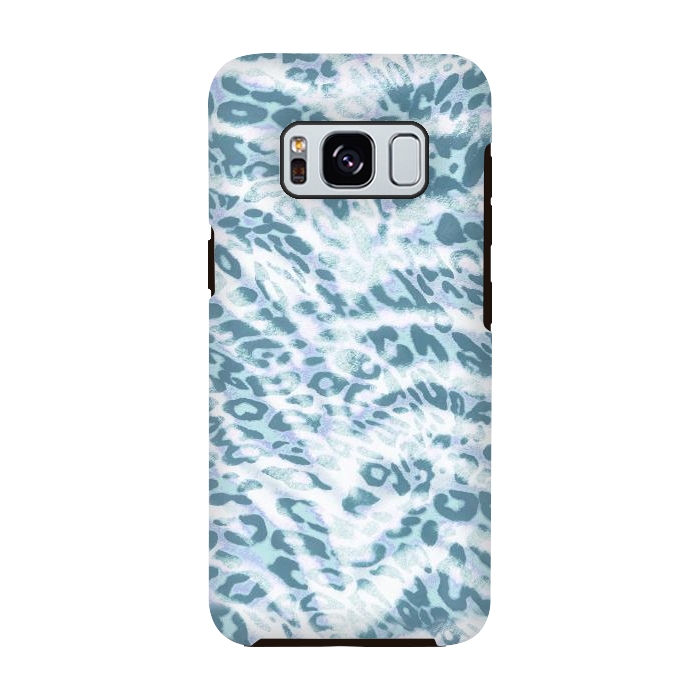 Galaxy S8 StrongFit Baby blue brushed leopard print and tiger stripes by Oana 