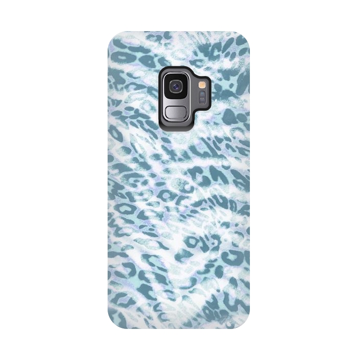 Galaxy S9 StrongFit Baby blue brushed leopard print and tiger stripes by Oana 