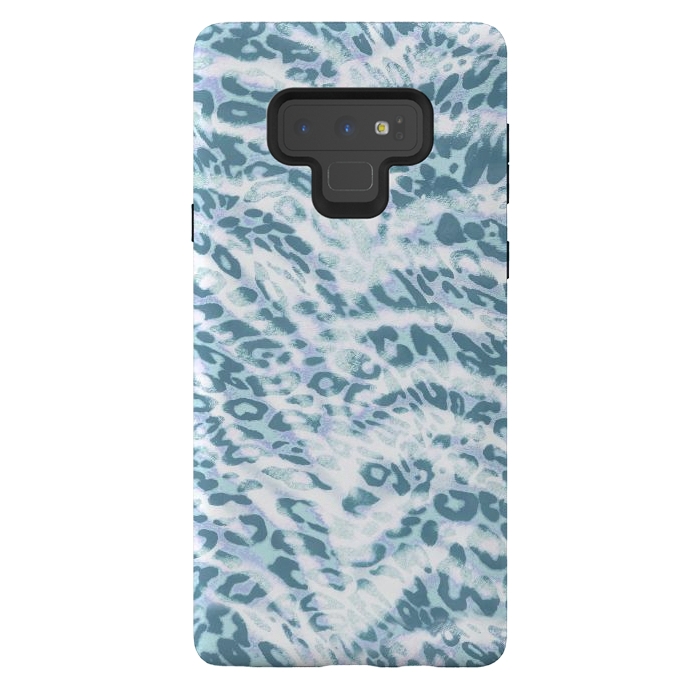 Galaxy Note 9 StrongFit Baby blue brushed leopard print and tiger stripes by Oana 