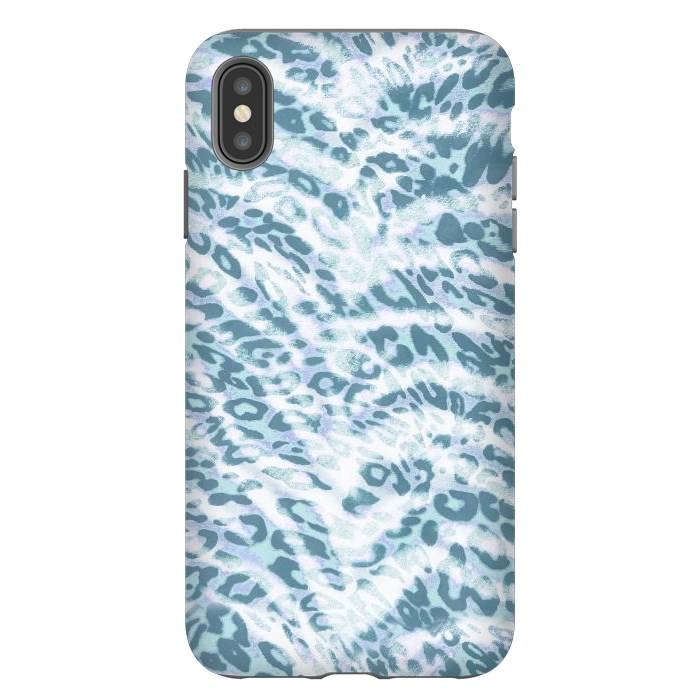 iPhone Xs Max StrongFit Baby blue brushed leopard print and tiger stripes by Oana 