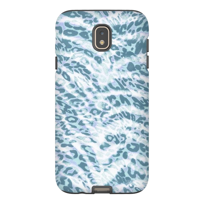 Galaxy J7 StrongFit Baby blue brushed leopard print and tiger stripes by Oana 