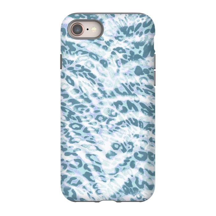 iPhone SE StrongFit Baby blue brushed leopard print and tiger stripes by Oana 