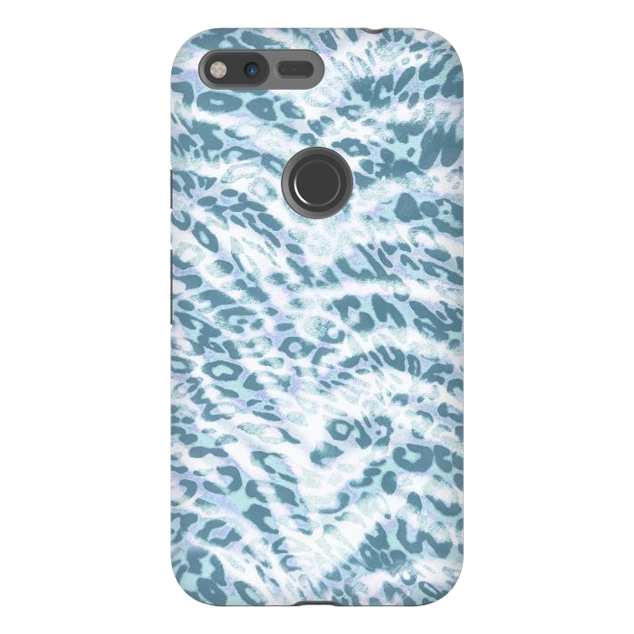 Pixel XL StrongFit Baby blue brushed leopard print and tiger stripes by Oana 
