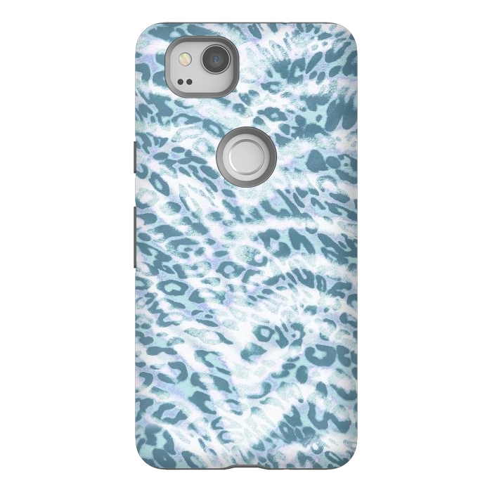 Pixel 2 StrongFit Baby blue brushed leopard print and tiger stripes by Oana 