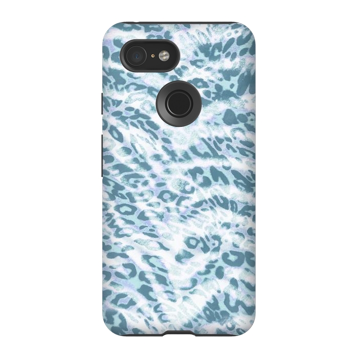 Pixel 3 StrongFit Baby blue brushed leopard print and tiger stripes by Oana 