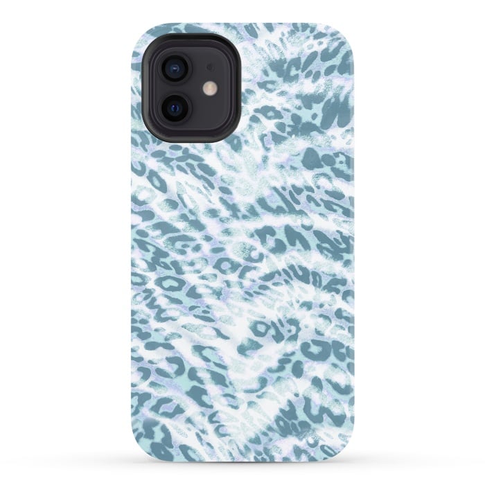 iPhone 12 StrongFit Baby blue brushed leopard print and tiger stripes por Oana 