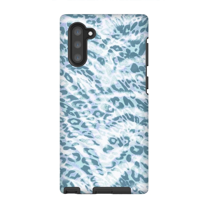 Galaxy Note 10 StrongFit Baby blue brushed leopard print and tiger stripes by Oana 