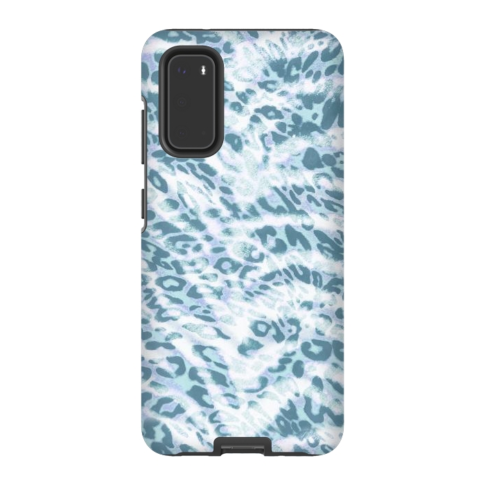 Galaxy S20 StrongFit Baby blue brushed leopard print and tiger stripes by Oana 