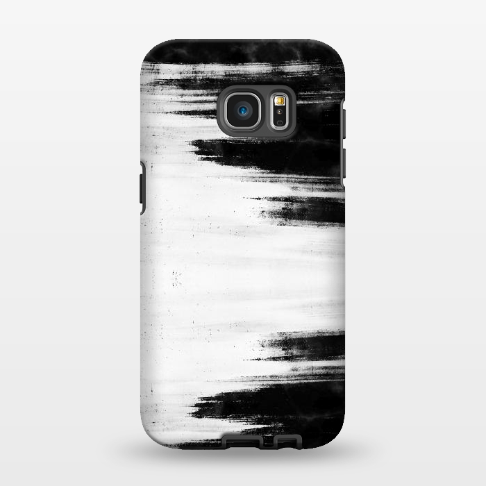 Galaxy S7 EDGE StrongFit Black and white brushed marble by Oana 