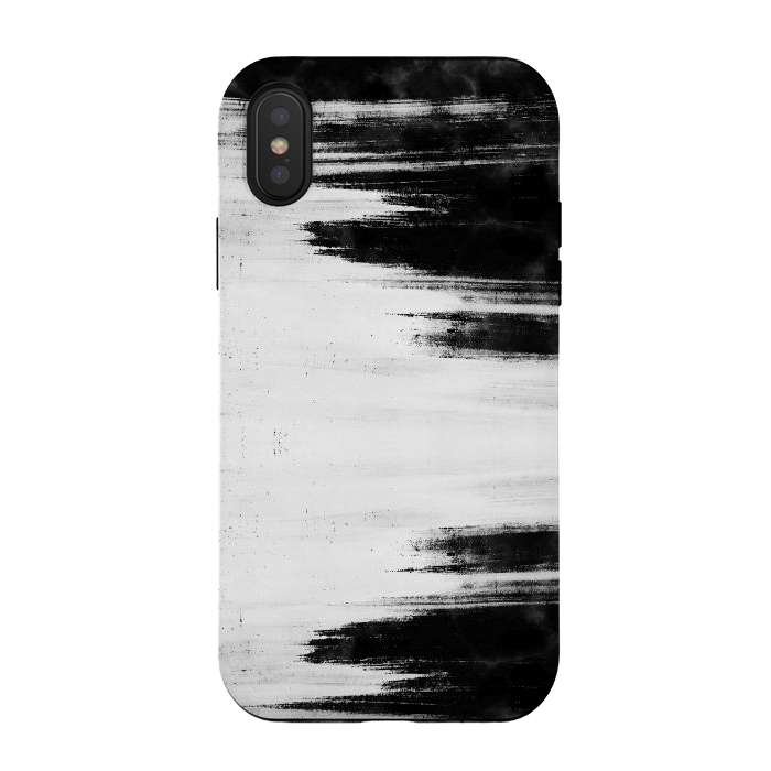 iPhone Xs / X StrongFit Black and white brushed marble by Oana 