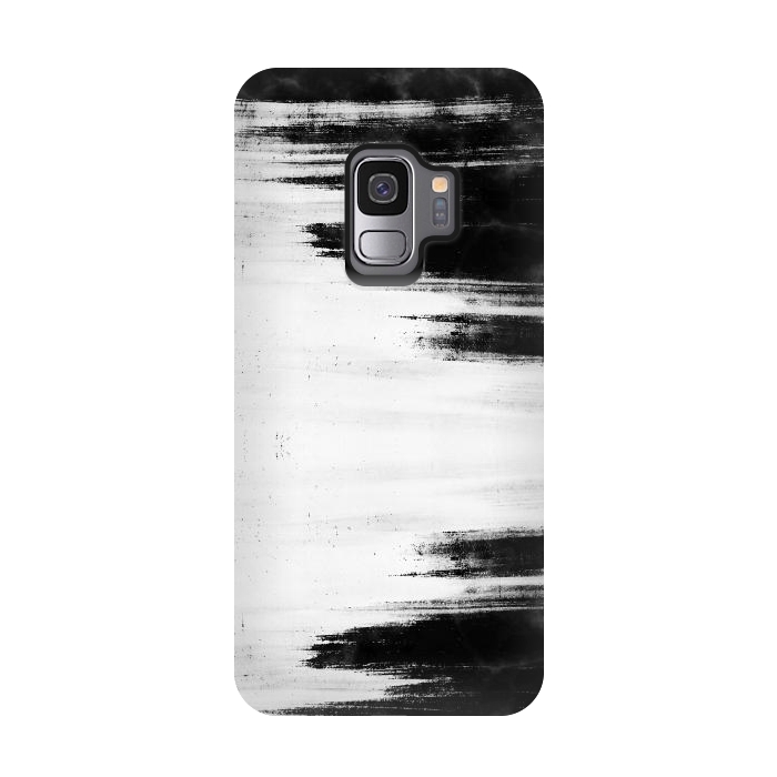 Galaxy S9 StrongFit Black and white brushed marble by Oana 