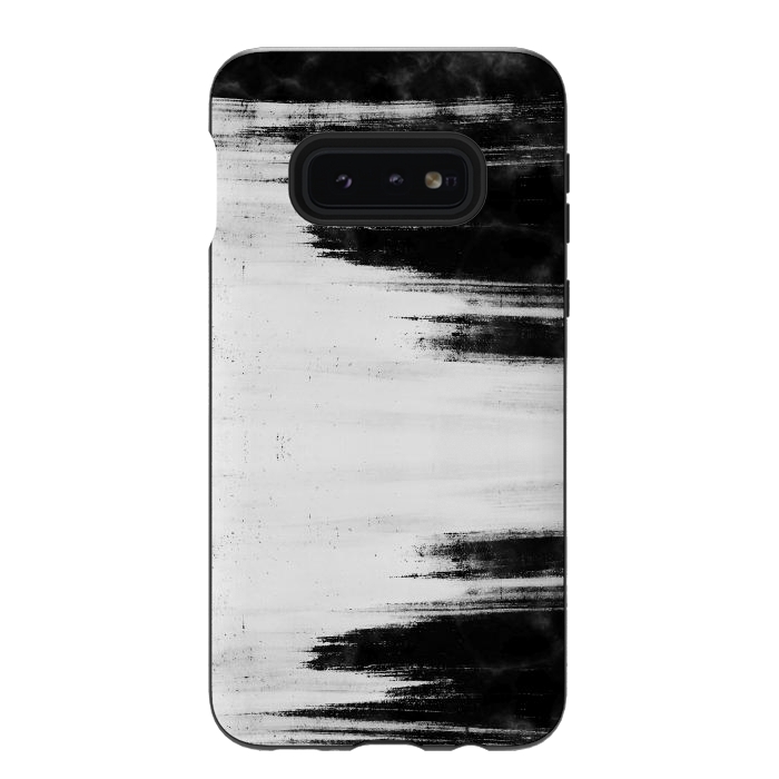 Galaxy S10e StrongFit Black and white brushed marble by Oana 
