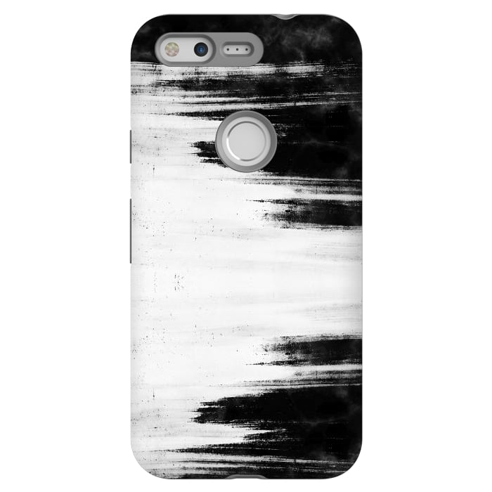 Pixel StrongFit Black and white brushed marble by Oana 