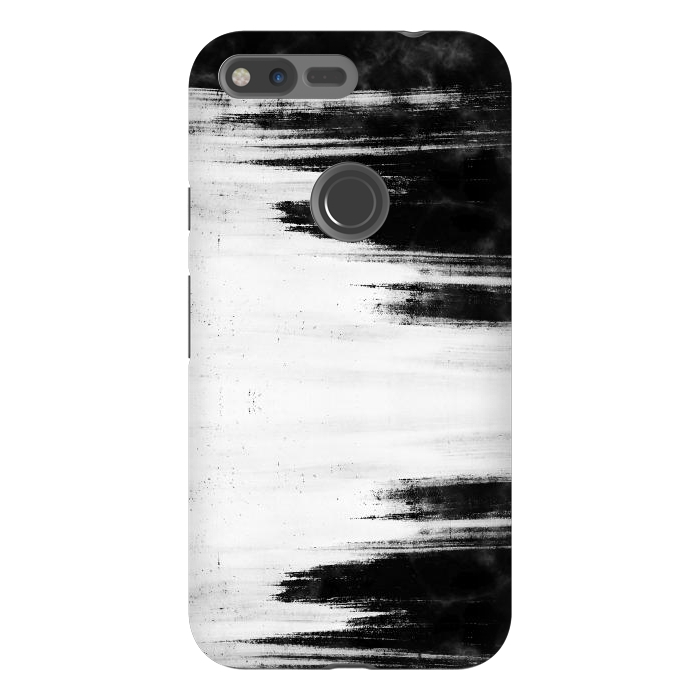 Pixel XL StrongFit Black and white brushed marble by Oana 