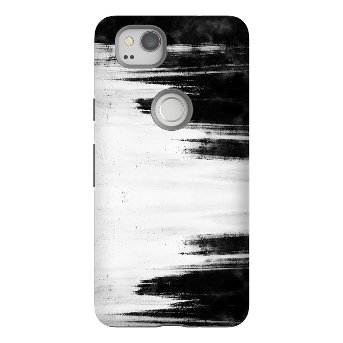 Pixel 2 StrongFit Black and white brushed marble by Oana 