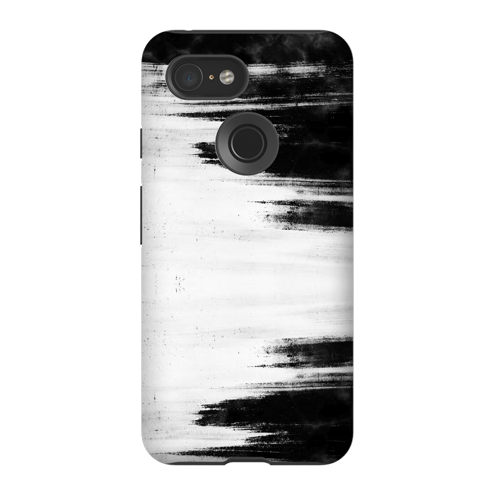 Pixel 3 StrongFit Black and white brushed marble by Oana 