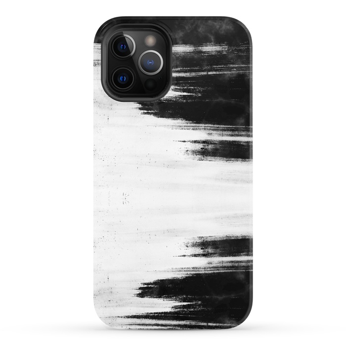 iPhone 12 Pro StrongFit Black and white brushed marble by Oana 