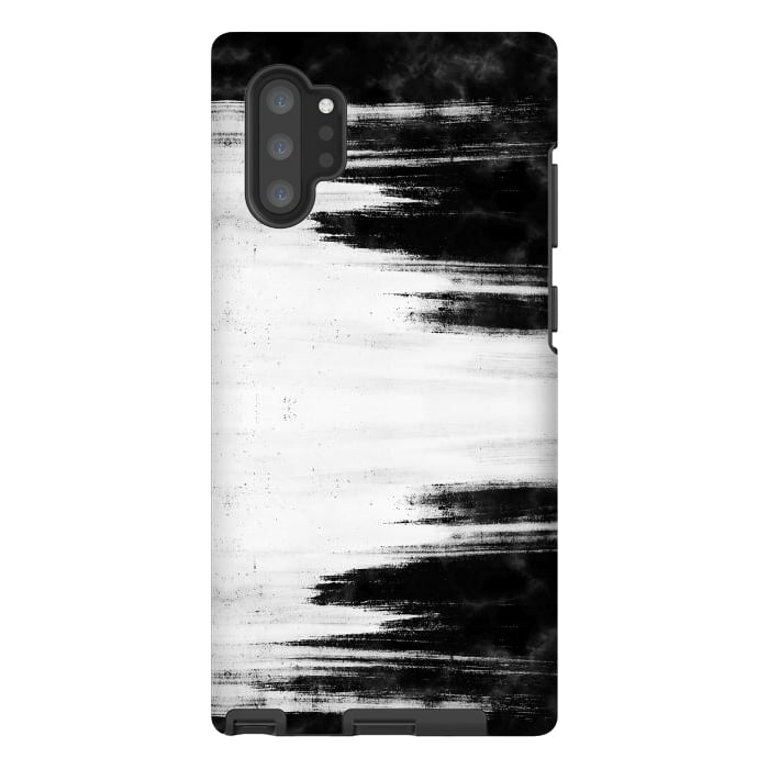 Galaxy Note 10 plus StrongFit Black and white brushed marble by Oana 