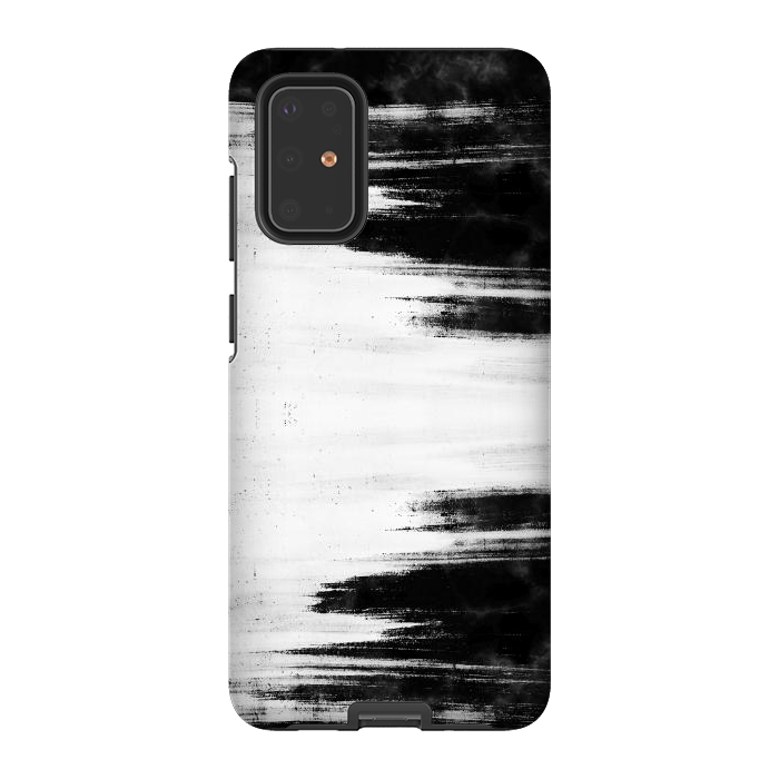 Galaxy S20 Plus StrongFit Black and white brushed marble by Oana 