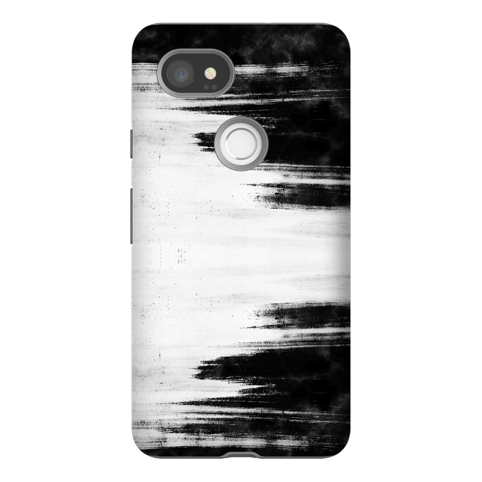 Pixel 2XL StrongFit Black and white brushed marble by Oana 