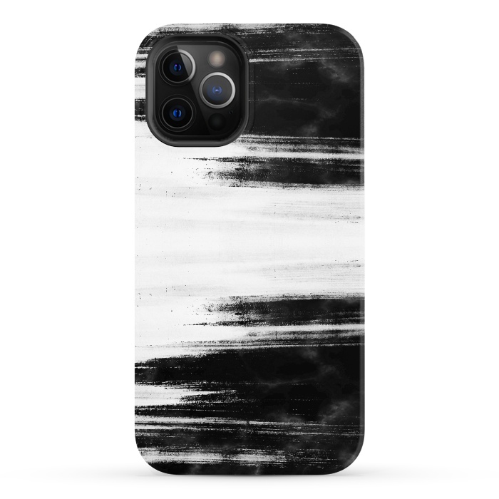 iPhone 12 Pro Max StrongFit Black and white brushed marble by Oana 