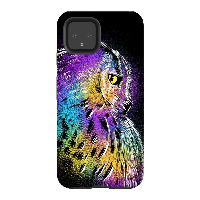 Pixel 4 StrongFit Sketch Owl Colorful by Alberto